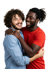 Fototapeta premium happy young interracial gay couple. black man and white man