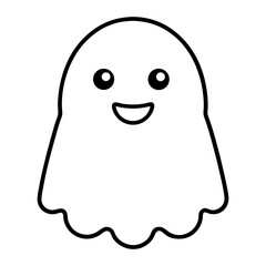 Funny Cartoon Ghost Seal Character with a Smile and Tooth