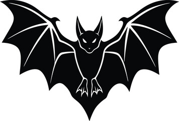 Cute cartoon vampire bat flying on white background