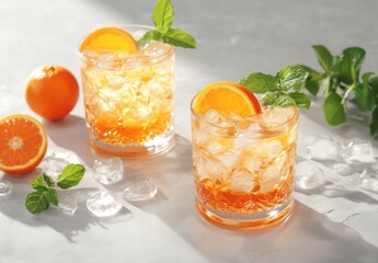Fototapeta premium cocktail with ice and lime