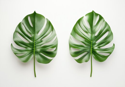 green leaves isolated on white background