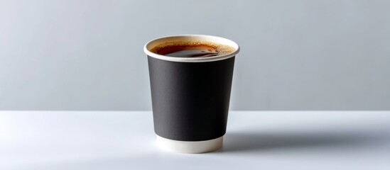 Black Paper Cup of Coffee Ready for Its Journey and Enjoyment