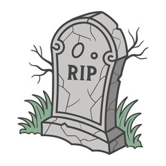 Spooky Tombstone Vector Icon with RIP Text Cracked Stone and Moss Details for Halloween Graveyard Theme
Halloween Tombstone Vector, RIP Grave Icon, Spooky Cemetery Illustration, Cracked Grave Clipart

