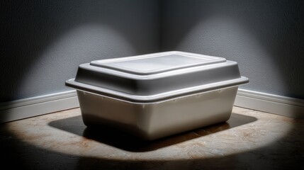 Pristine White Chinese Food Container on a Standard Scale Surface
