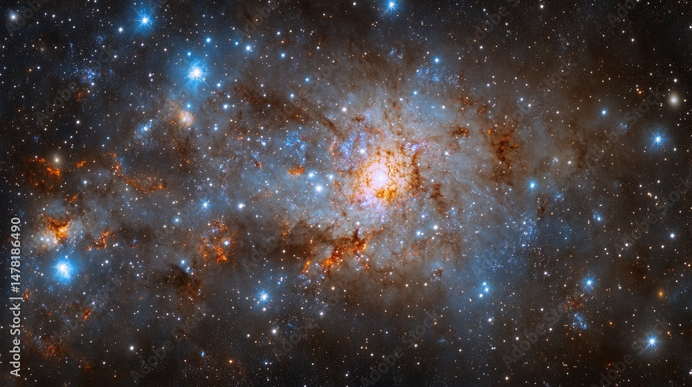 Poster celestial expanse displaying vibrant galactic clusters.
