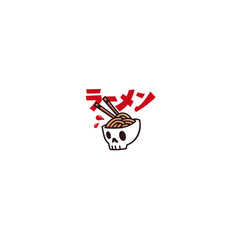 Ramen with skull logo icon flat vector design