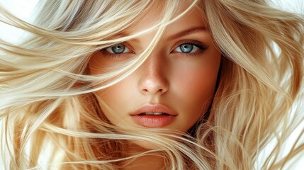 Fototapeta premium Stunning blonde woman with flowing hair