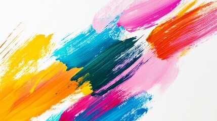 Obraz premium Abstract Colorful Brush Strokes on White Background for Creative Projects