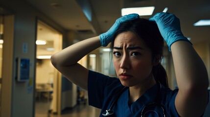 Nurse Preparing for Routine Check-Up with Gloves in Clinical Setting