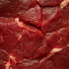 closeup of raw beef steak with marbled fat, rich red texture, macro meat photography, clean presentation