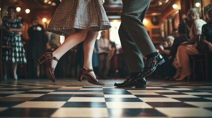 Swinging Couple: A Vintage Dance Scene