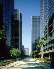 Urban Landscape Tall Buildings Cityscape Clear Sky Modern Architecture Perspective View