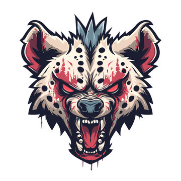 Stylized vector esports logo featuring a fierce, roaring hyena head with dramatic detailing and vibrant colors