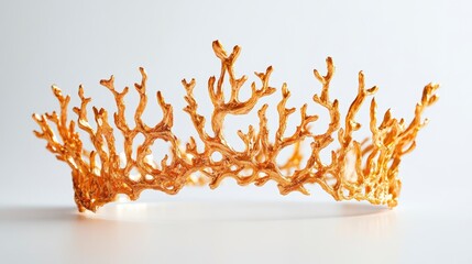 Golden coral crown on white background.