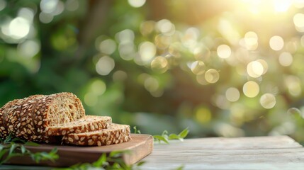 A table with a bunch of bread and herbs on it