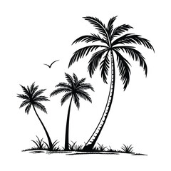 Palm tree silhouettes Clip art isolated vector illustration on white background 