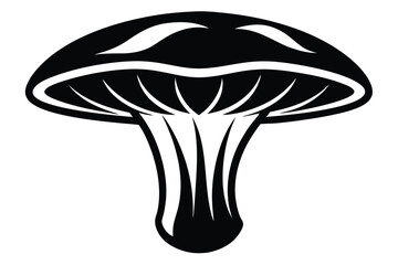 Stylized Monochrome Mushroom Illustration Bold Cap, Gills, and Stalk Design