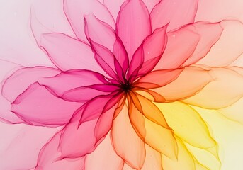 Fototapeta premium Abstract Floral Art Watercolor Flower Petals, Vibrant Colors, Gradient Background, Artistic Design.