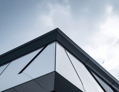 Minimalist rooftop with sharp edges under dramatic sky