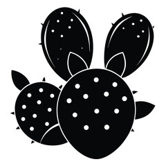 Stylized Black Silhouette Illustration of a Prickly Pear Cactus with Round Pads