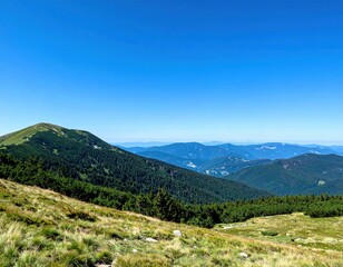 Obraz premium Mountain landscape with clean blue sky and visible air clarity