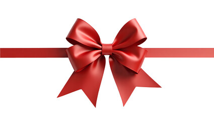 Red ribbon bow, gift ribbon Isolated on Transparent Background. Generative Ai