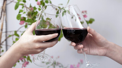two woman celebrate with wine glasses