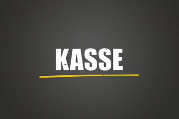 Kasse (Checkout) - A blackboard with white text.