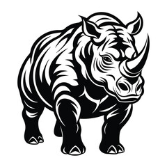 Rhino Vector Illustration Isolated on White Background, perfect for cartoons, clipart, and line art
