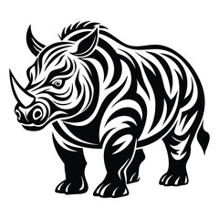 Rhino Vector Illustration Isolated on White Background, perfect for cartoons, clipart, and line art