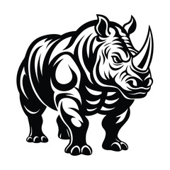 Rhino Vector Illustration Isolated on White Background, perfect for cartoons, clipart, and line art