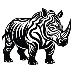 Rhino Vector Illustration Isolated on White Background, perfect for cartoons, clipart, and line art