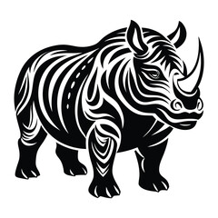 Rhino Vector Illustration Isolated on White Background, perfect for cartoons, clipart, and line art