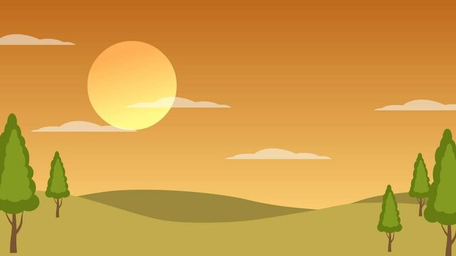 sun animation in the afternoon with copy space area for solstice day