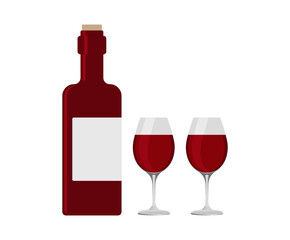 A bottle of wine and glasses.