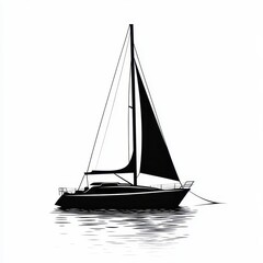 Fototapeta premium Elegant Yacht Outline: Minimalist Silhouette Representing Sailing Adventure on the Open Sea