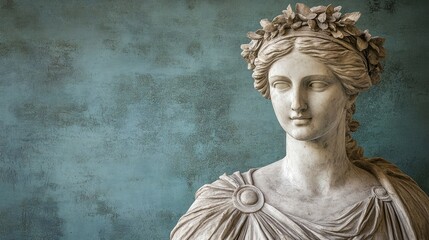 Ancient Statue Against Textured Backdrop. Timeless Art And History Concept, Showcasing Refined Sculpture Detail.