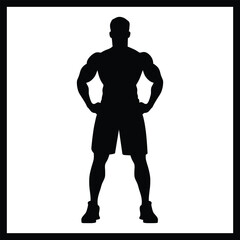 Fototapeta premium Athlete Silhouette Black and White Clipart