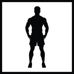 Fototapeta premium Athlete Silhouette Black and White Clipart