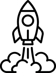 Rocket Launch: A sleek rocket blasts off, its powerful engines igniting a cloud of smoke and vapor, symbolizing progress, innovation, and the pursuit of dreams. 