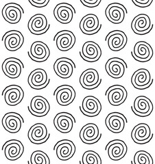 Vector seamless pattern of hand drawn sketch doodle spiral isolated on white background