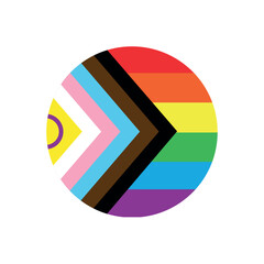 Vector flat new round lgbtqia flag isolated on white background