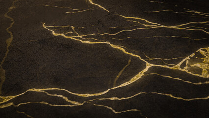 The Black Gold Marble for texture Background 3d Rendering.