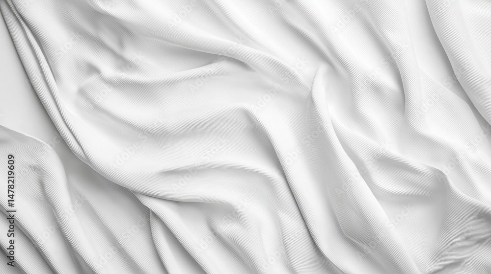 Poster abstract white fabric with subtle textures and flowing drapery background pattern