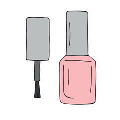 Vector hand drawn sketch doodle colored nail polish isolated on white background