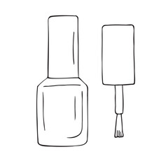 Vector hand drawn sketch doodle outline nail polish isolated on white background