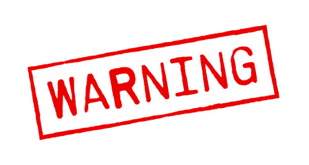 Warning stamp red colored isolated vector illustration.