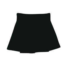 Vector hand drawn sketch doodle mini skirt silhouette isolated on white background