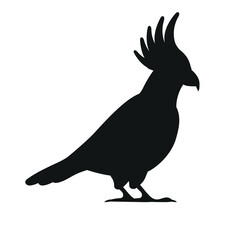 Vector flat hand drawn cockatoo parrot silhouette isolated on white background