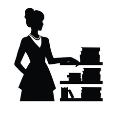 Bookshelf Librarian Silhouette Clipart